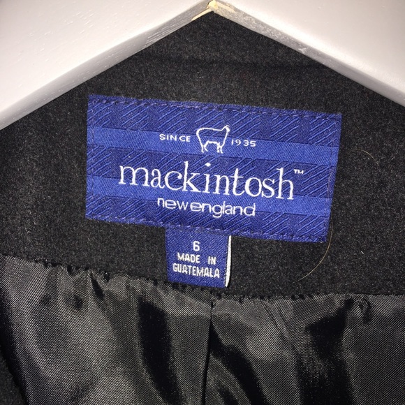 Mackintosh Black Wool Pea Coat Size 6 - Picture 3 of 4
